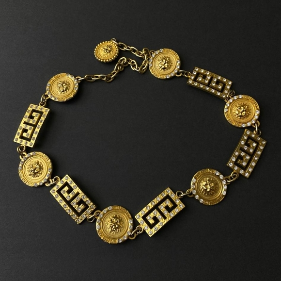 Vintage Maluro Made In France Metal  Belt Gold Tone With Stones - Picture 2 of 5